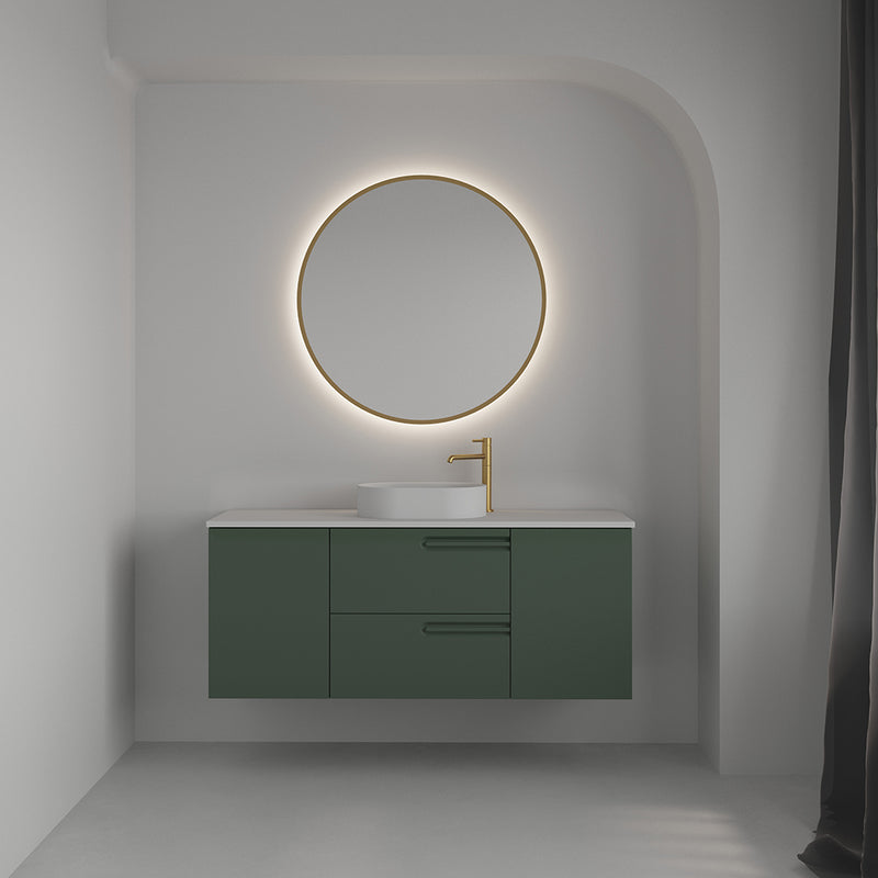 Econic 2 Drawers And 2 Doors Bathroom Vanity with Mineral Countertop - Wall Mount - 56" Mdf/Terracotta