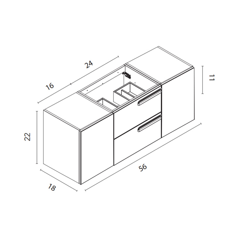 Econic 2 Drawers And 2 Doors Bathroom Vanity with Mineral Countertop - Wall Mount - 56" Mdf/Terracotta