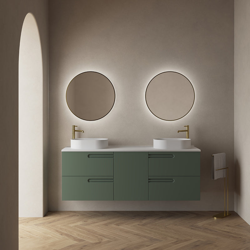 Econic 4 Drawers And 1 Door Bathroom Vanity with Mineral Countertop - Wall Mount - 64" Mdf/Matt White