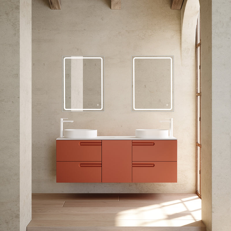 Econic 4 Drawers And 1 Door Bathroom Vanity with Mineral Countertop - Wall Mount - 64" Mdf/Vapor Blue