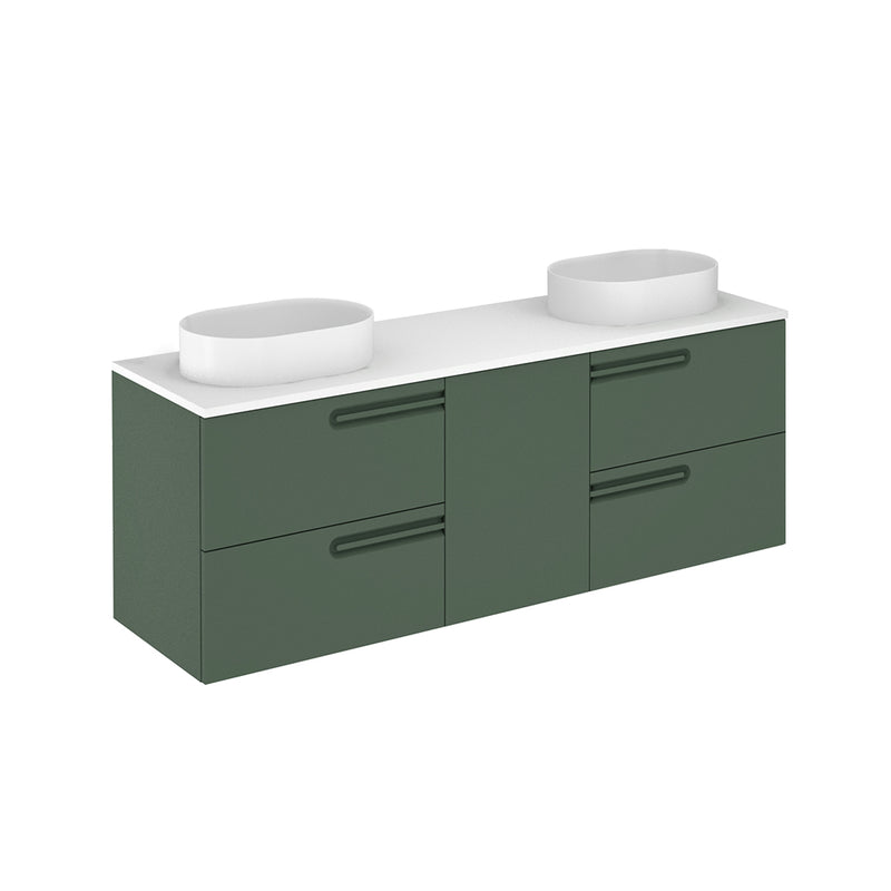 Econic 4 Drawers And 1 Door Bathroom Vanity with Mineral Countertop - Wall Mount - 64" Mdf/Forest Green