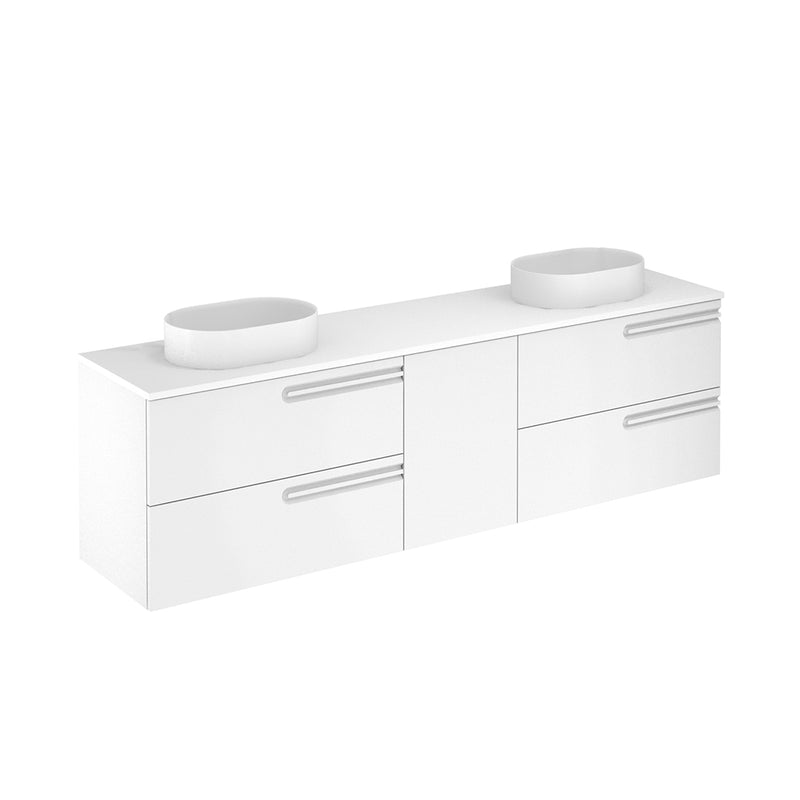 Econic 4 Drawers And 1 Door Bathroom Vanity with Mineral Countertop - Wall Mount - 80" Mdf/Matt White