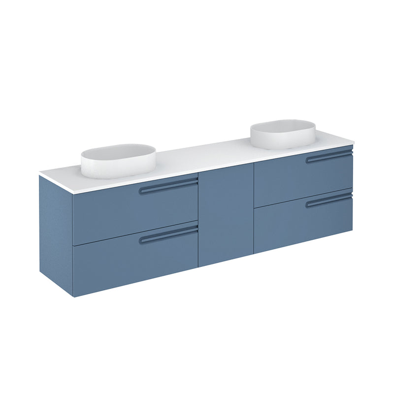 Econic 4 Drawers And 1 Door Bathroom Vanity with Mineral Countertop - Wall Mount - 80" Mdf/Vapor Blue