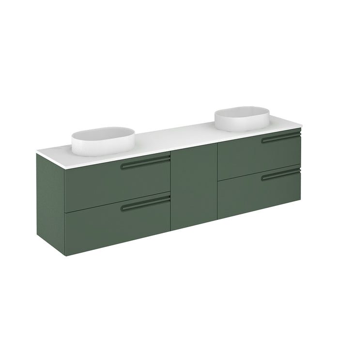 Econic 4 Drawers And 1 Door Bathroom Vanity with Mineral Countertop - Wall Mount - 80" Mdf/Forest Green