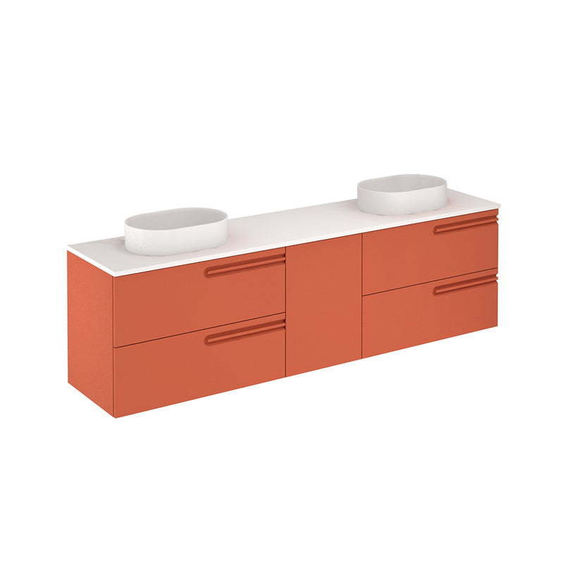 Econic 4 Drawers And 1 Door Bathroom Vanity with Mineral Countertop - Wall Mount - 80" Mdf/Terracotta