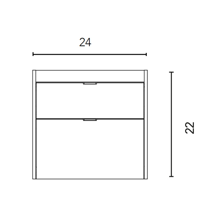 Logika 2 Drawers Bathroom Vanity with Ceramic Single Sink - Wall Mount - 24" Mdf/Matt White/Inox