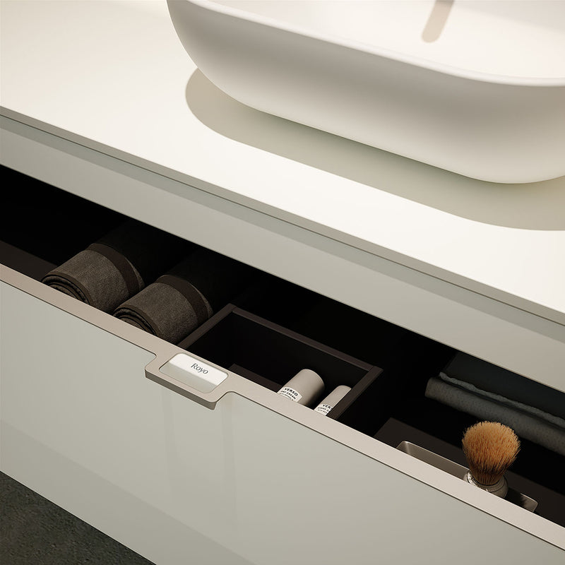 Logika 2 Drawers Bathroom Vanity with Ceramic Single Sink - Wall Mount - 32" Mdf/Matt White/Inox