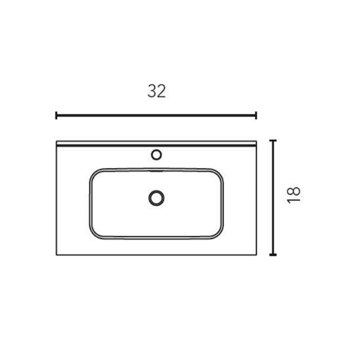 Logika 2 Drawers Bathroom Vanity with Ceramic Single Sink - Wall Mount - 32" Mdf/Eternity Oak/Inox