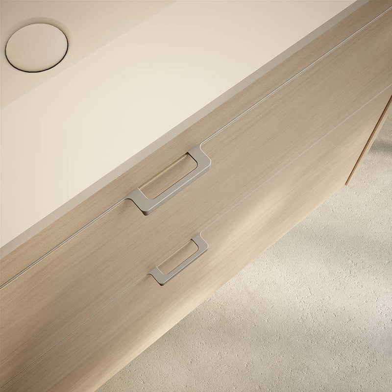 Logika 2 Drawers And 1 Wardrobe Bathroom Vanity with Mineral Countertop - Wall Mount - 64" Mdf/Matt White/Inox