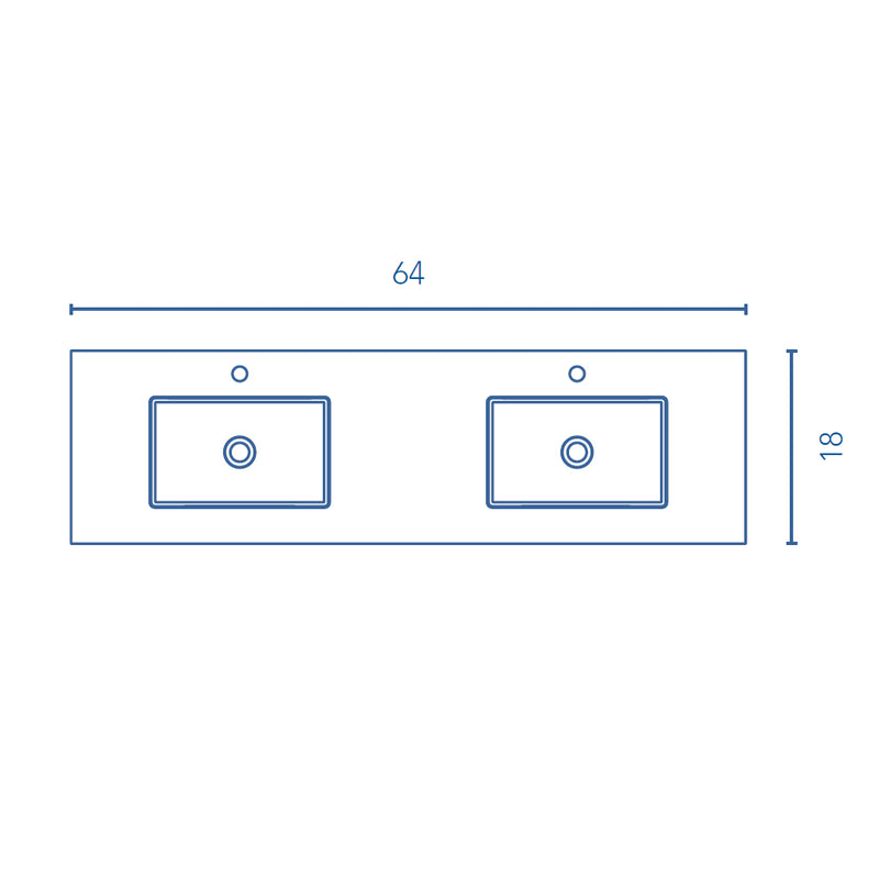 Logika 4 Drawers Bathroom Vanity with Mineral Double Sink - Wall Mount - 64" Mdf/Matt White/Inox