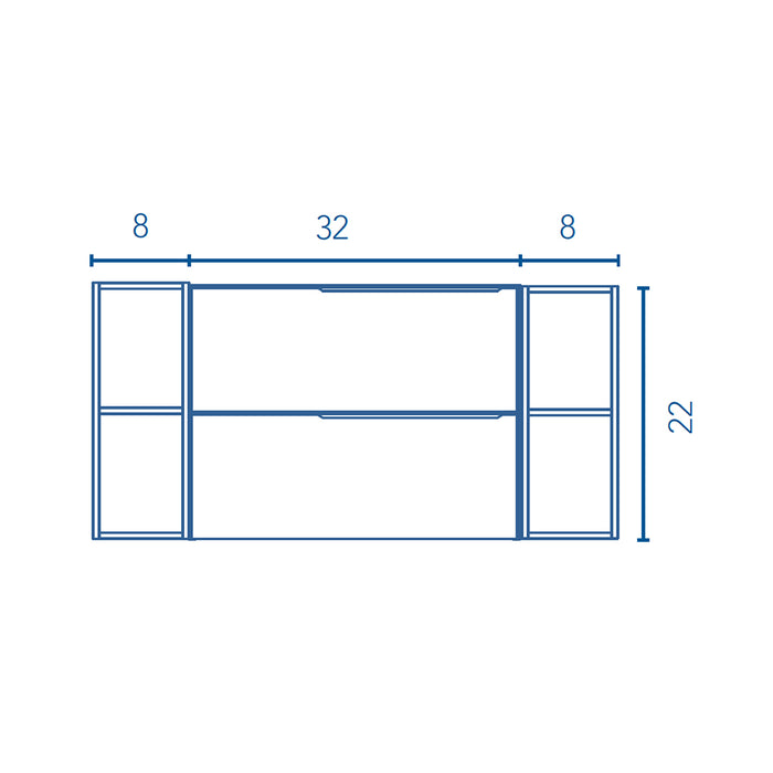 Mio 2 Drawers + 2 Open Shelf Bathroom Vanity with Ceramic Sink - Wall Mount - 48" Mdf/Matte White/Matte Black