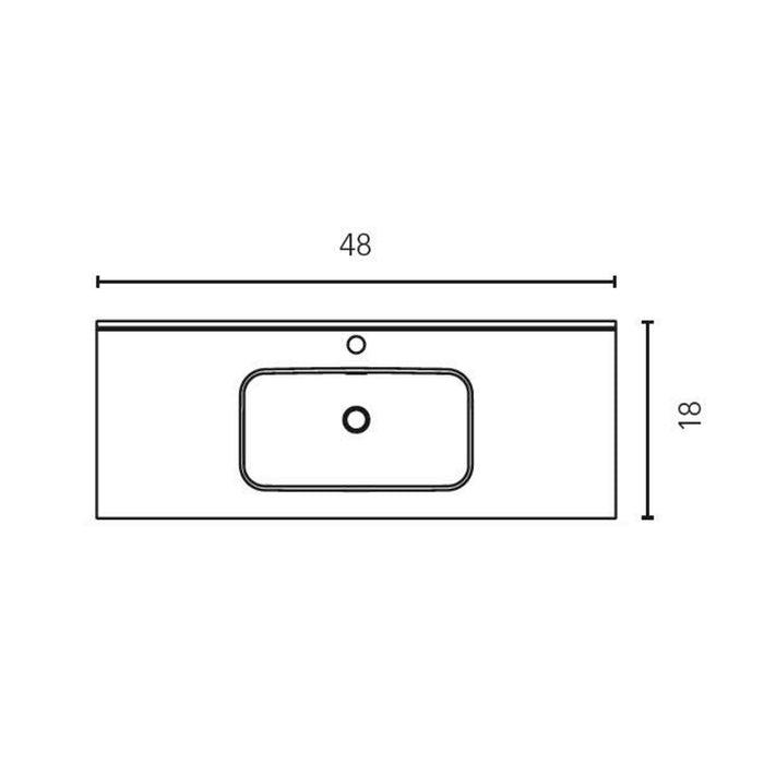 Mio 2 Drawers + 2 Open Shelf Bathroom Vanity with Ceramic Sink - Wall Mount - 48" Mdf/Matte White/Matte Black