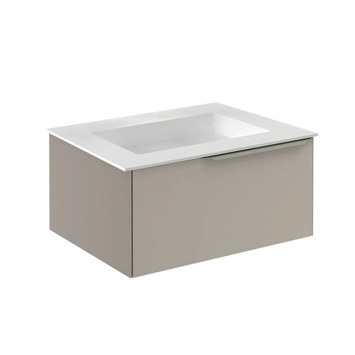 Mio 1 Drawer Bathroom Vanity with Mineral Sink - Wall Mount - 24" Particle Board Laminated/Sand Matt