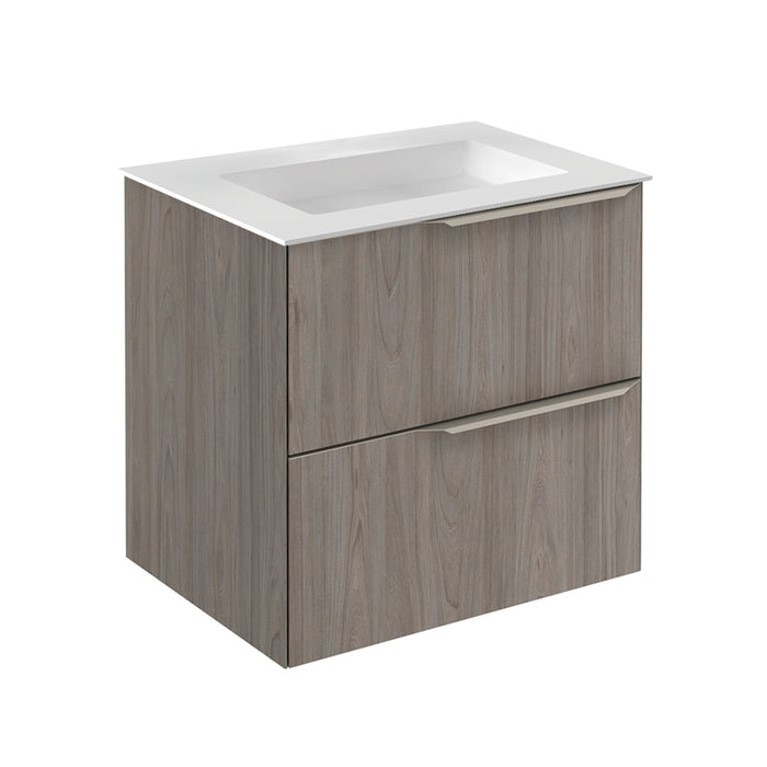 Mio 2 Drawers Bathroom Vanity with Mineral Sink - Wall Mount - 24" Particle Board Laminated/Grey Elm