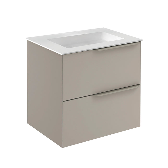 Mio 2 Drawers Bathroom Vanity with Mineral Sink - Wall Mount - 24" Particle Board Laminated/Sand Matt