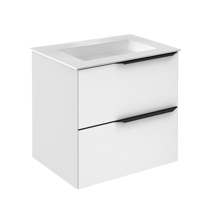 Mio 2 Drawers Bathroom Vanity with Mineral Sink - Wall Mount - 24" Particle Board Laminated/Matt White