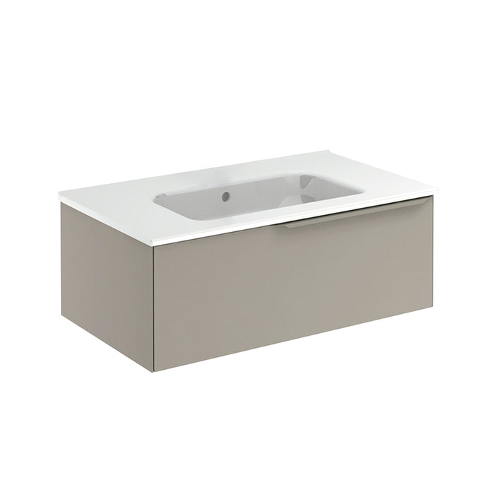 Mio 1 Drawer Bathroom Vanity with Ceramic Sink - Wall Mount - 32" Particle Board Laminated/Sand Matt