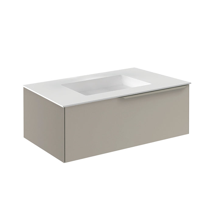 Mio 1 Drawer Bathroom Vanity with Mineral Sink - Wall Mount - 32" Particle Board Laminated/Sand Matt