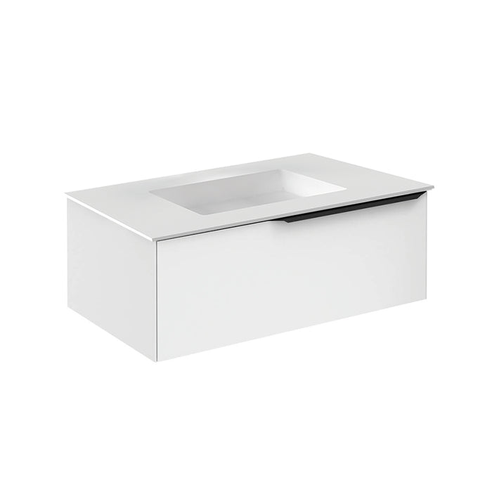Mio 1 Drawer Bathroom Vanity with Mineral Sink - Wall Mount - 32" Particle Board Laminated/Matt White