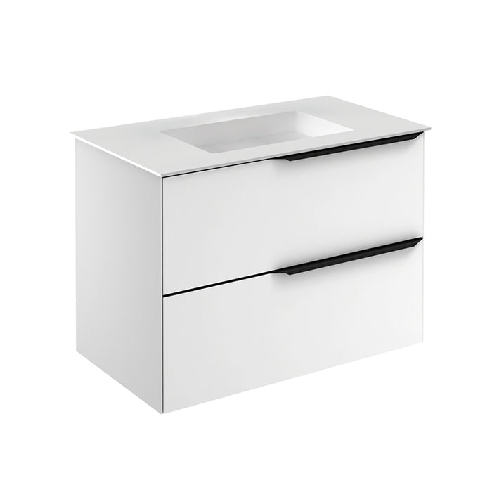 Mio 2 Drawers Bathroom Vanity with Mineral Sink - Wall Mount - 32" Particle Board Laminated/Matt White