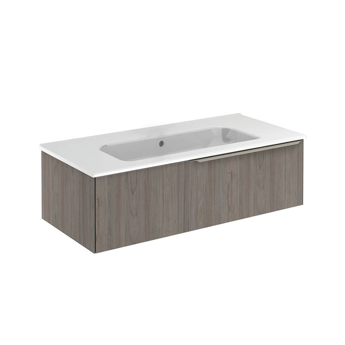 Mio 1 Drawer Bathroom Vanity with Ceramic Sink - Wall Mount - 40" Particle Board Laminated/Grey Elm