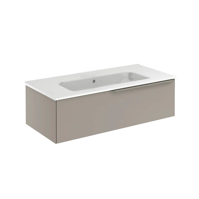 Mio 1 Drawer Bathroom Vanity with Ceramic Sink - Wall Mount - 40" Particle Board Laminated/Sand Matt