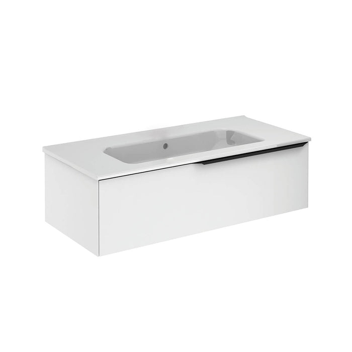 Mio 1 Drawer Bathroom Vanity with Ceramic Sink - Wall Mount - 40" Particle Board Laminated/Matt White