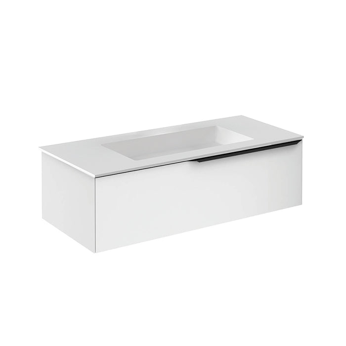 Mio 1 Drawer Bathroom Vanity with Mineral Sink - Wall Mount - 40" Particle Board Laminated/Matt White