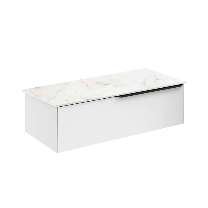 Mio 1 Drawer Bathroom Vanity with Mineral Countertop - Wall Mount - 40" Particle Board Laminated/Matt White