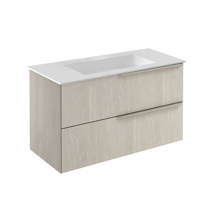 Mio 2 Drawers Bathroom Vanity with Mineral Sink - Wall Mount - 40" Particle Board Laminated/White Oak