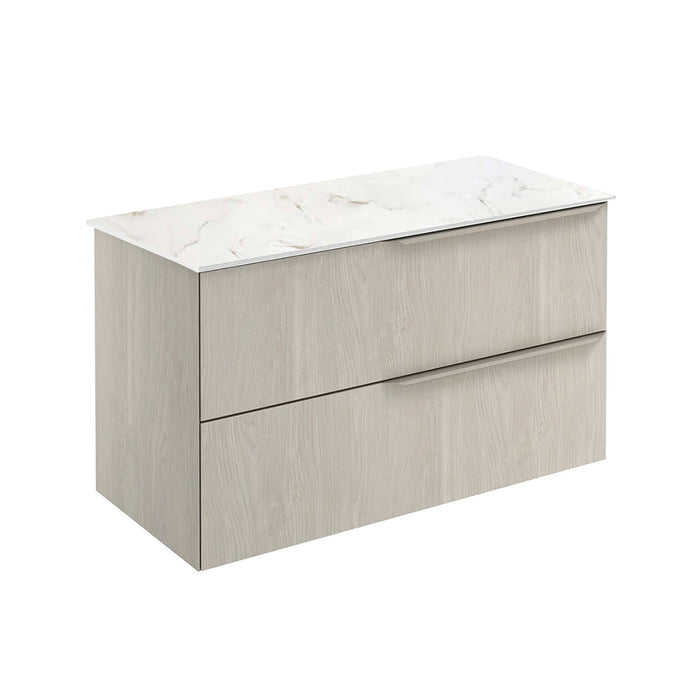 Mio 2 Drawer Bathroom Vanity with Mineral Countertop - Wall Mount - 40" Particle Board Laminated/White Oak