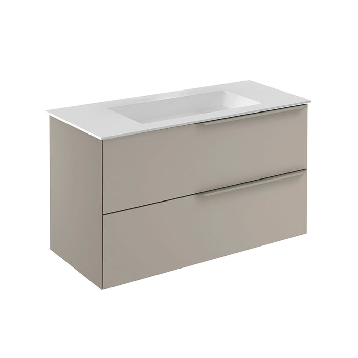 Mio 2 Drawers Bathroom Vanity with Mineral Sink - Wall Mount - 40" Particle Board Laminated/Sand Matt