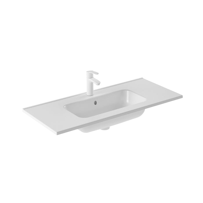 Mio 2 Drawers Bathroom Vanity with Ceramic Sink - Wall Mount - 40" Particle Board Laminated/Matt White