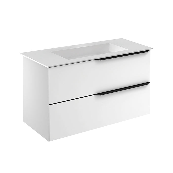 Mio 2 Drawers Bathroom Vanity with Mineral Sink - Wall Mount - 40" Particle Board Laminated/Matt White