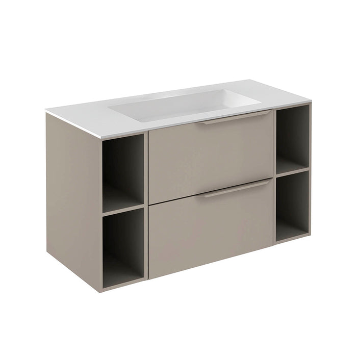 Mio 2 Drawers + 2 Open Shelf Bathroom Vanity with Mineral Sink - Wall Mount - 40" Particle Board Laminated/Sand Matt