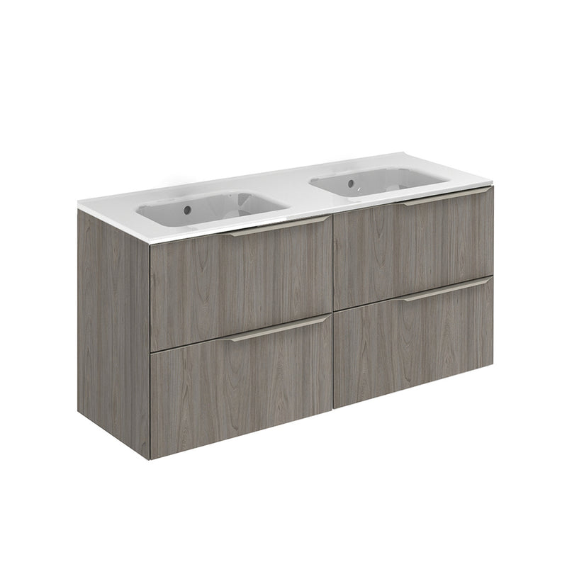 Mio 4 Drawers Bathroom Vanity with Ceramic Sink - Wall Mount - 48" Particle Board Laminated/Grey Elm