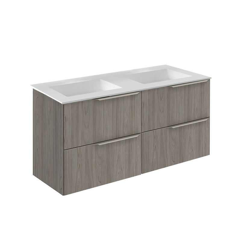 Mio 4 Drawers Bathroom Vanity with Mineral Sink - Wall Mount - 48" Particle Board Laminated/Grey Elm