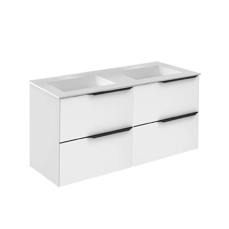 Mio 4 Drawers Bathroom Vanity with Mineral Sink - Wall Mount - 48" Particle Board Laminated/Matt White