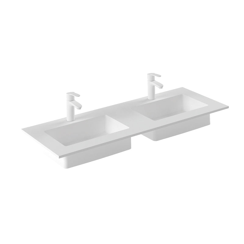 Mio 4 Drawers Bathroom Vanity with Mineral Sink - Wall Mount - 48" Particle Board Laminated/Matt White