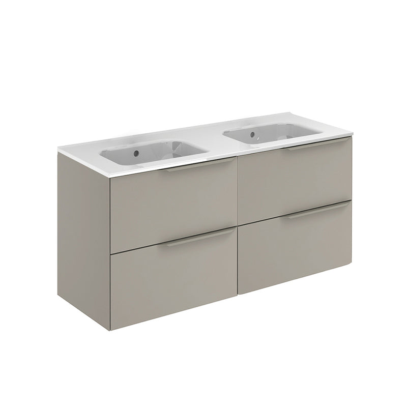 Mio 4 Drawers Bathroom Vanity with Ceramic Sink - Wall Mount - 48" Particle Board Laminated/Sand Matt