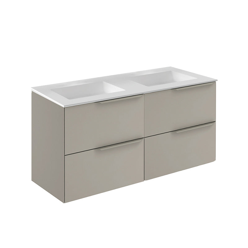 Mio 4 Drawers Bathroom Vanity with Mineral Sink - Wall Mount - 48" Particle Board Laminated/Sand Matt
