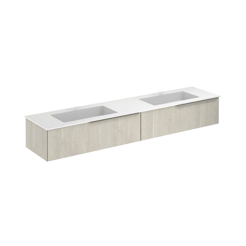 Mio 2 Drawers Bathroom Vanity with Mineral Sink - Wall Mount - 80" Particle Board Laminated/White Oak
