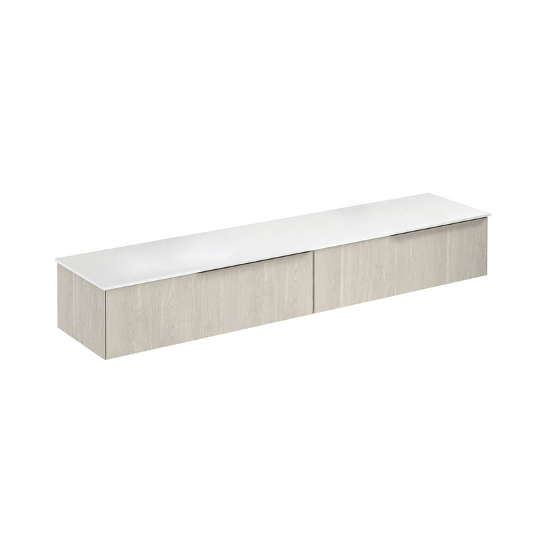 Mio 2 Drawers Bathroom Vanity with Mineral Countertop - Wall Mount - 80" Particle Board Laminated/White Oak