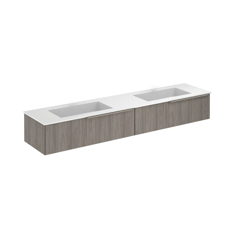 Mio 2 Drawers Bathroom Vanity with Mineral Sink - Wall Mount - 80" Particle Board Laminated/Grey Elm
