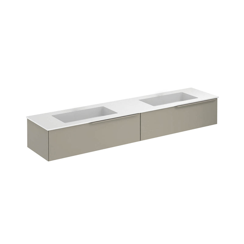 Mio 2 Drawers Bathroom Vanity with Mineral Sink - Wall Mount - 80" Particle Board Laminated/Sand Matt