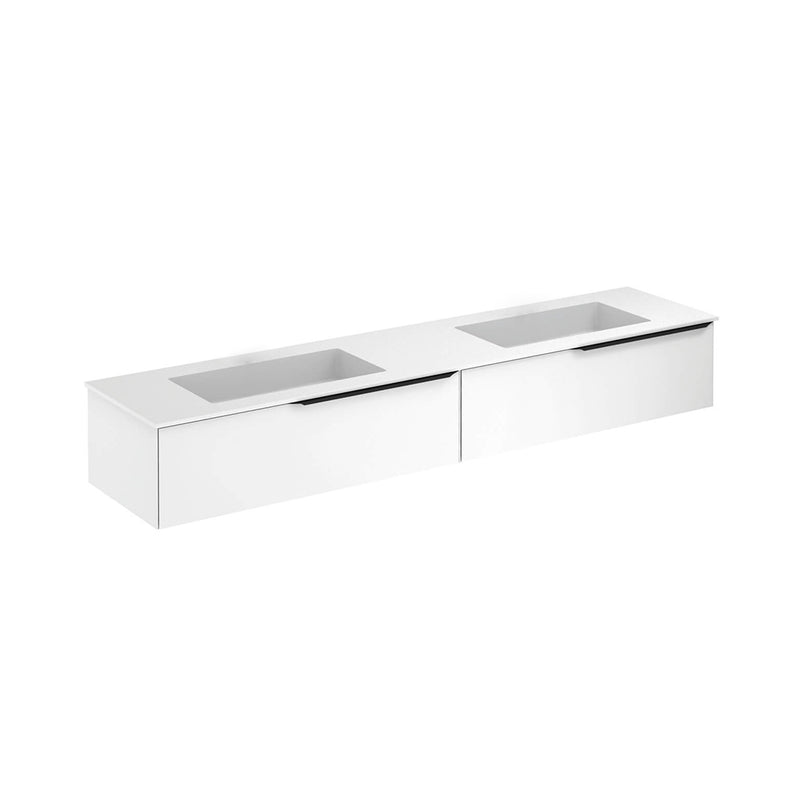 Mio 2 Drawers Bathroom Vanity with Mineral Sink - Wall Mount - 80" Particle Board Laminated/Matt White