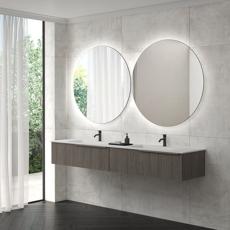 Mio 2 Drawers Bathroom Vanity with Mineral Countertop - Wall Mount - 80" Particle Board Laminated/Matt White