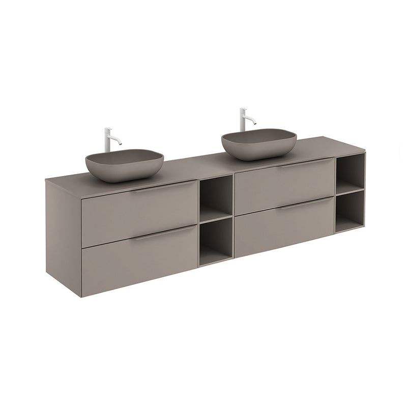 Mio 4 Drawers + 2 Open Shelf Bathroom Vanity with Mineral Countertop - Wall Mount - 80" Particle Board Laminated/Sand Matt