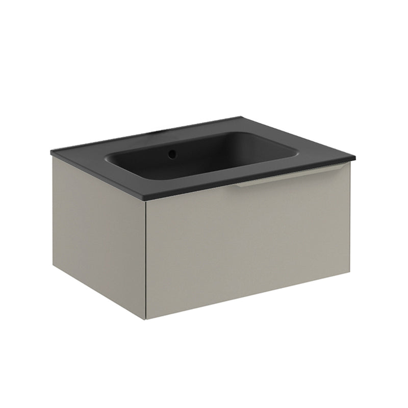 Mio 1 Drawer Bathroom Vanity with Ceramic Sink - Wall Mount - 24" Particle Board Laminated/Sand Matt