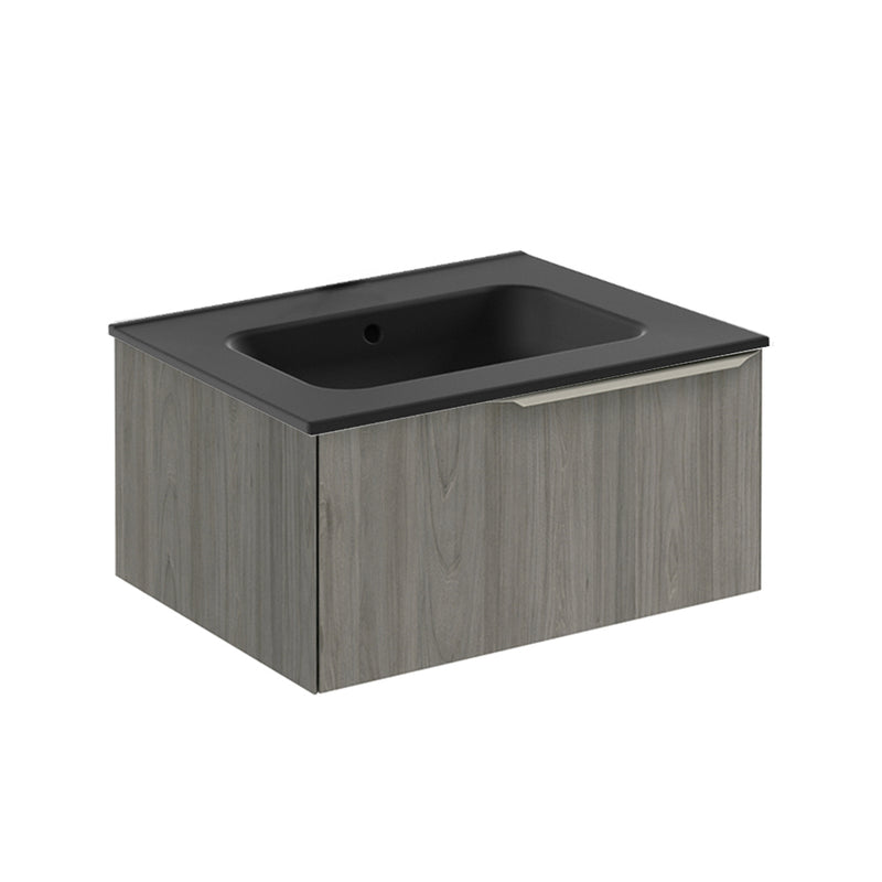Mio 1 Drawer Bathroom Vanity with Ceramic Sink - Wall Mount - 24" Particle Board Laminated/Grey Elm